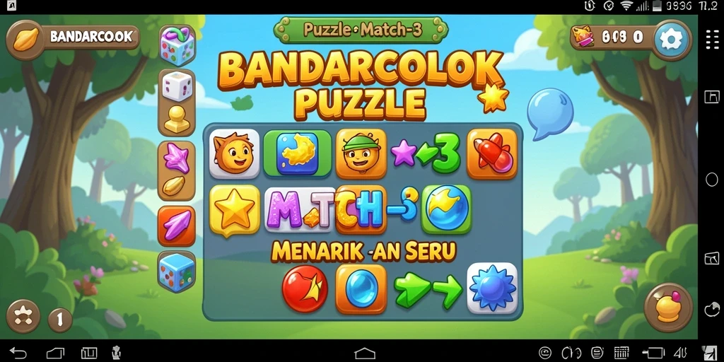 Tampilan antarmuka permainan Puzzle Match-3 BANDARCOLOK yang menarik.