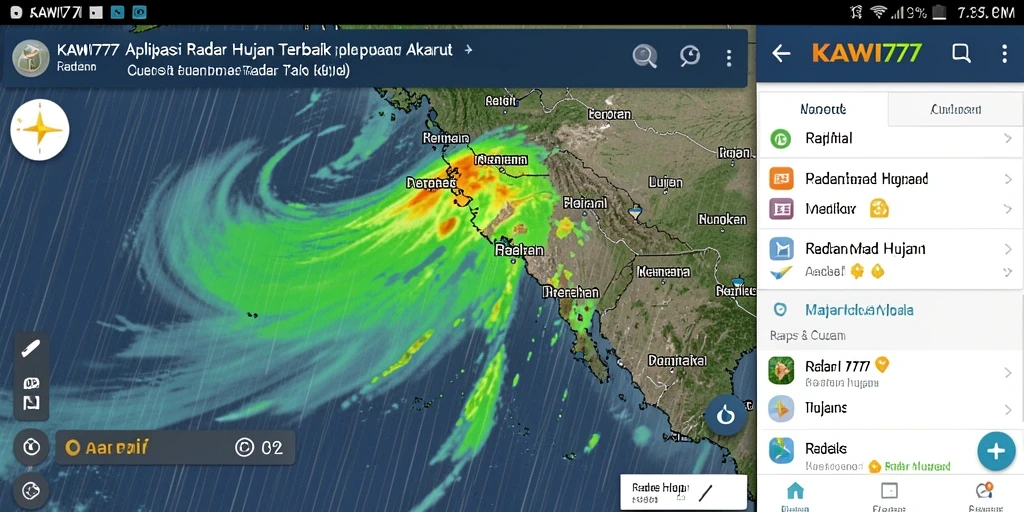 Tampilan antarmuka KAWI777 menampilkan radar hujan secara jelas dan interaktif.