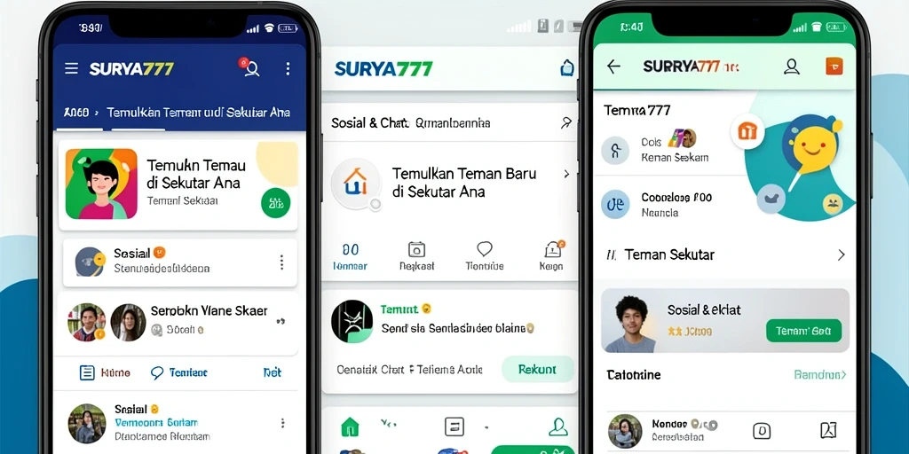 Tampilan antarmuka SURYA777 dengan fitur Teman Sekitar yang mudah digunakan.